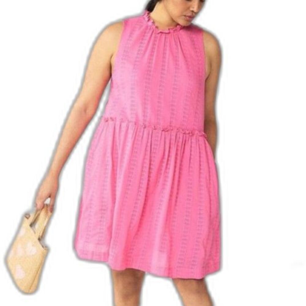 Draper James Pink Eyelet Ruffled Neck Sleeveless Babydoll Mini Dress Size XL